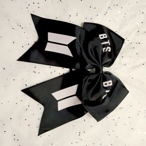 BTS black ribbon Bow Hair Tie